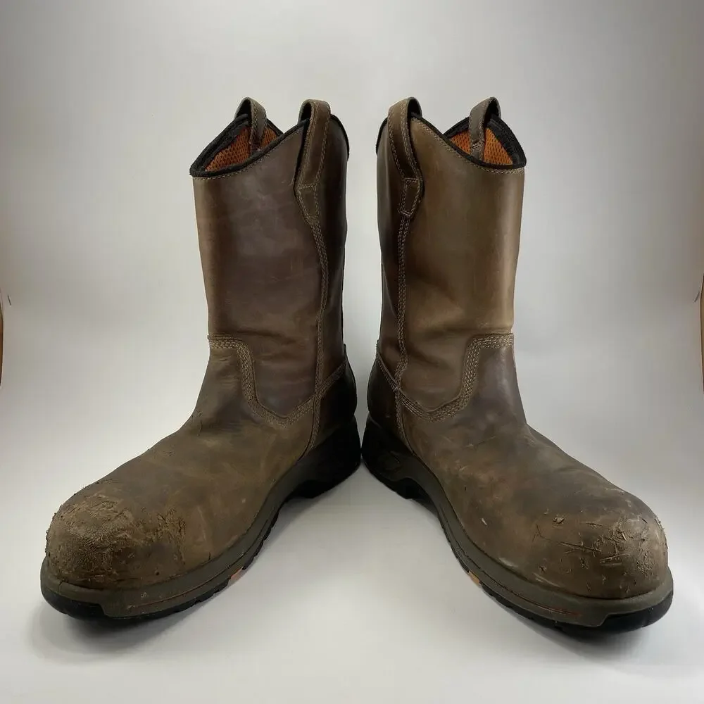 Timberland PRO Helix HD Mens Boots Size 12 Wide Comp Toe Brown Waterproof A1XFX
